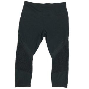 RBX Womens Black Lace Panel Cropped Athletic Leggings Size L